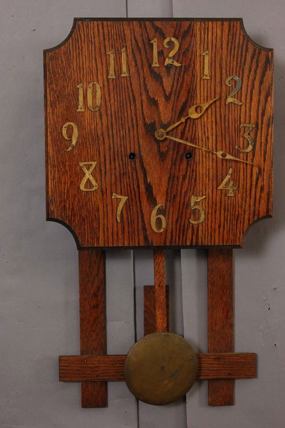 Misssion Style Arts & Crafters Clock. Solid oak Price Guide