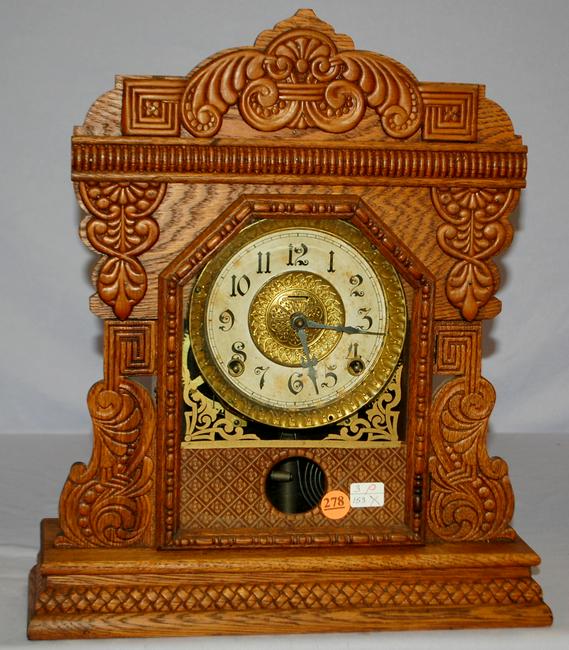Ingraham Kitchen Mantel Clock. Oak case with Price Guide