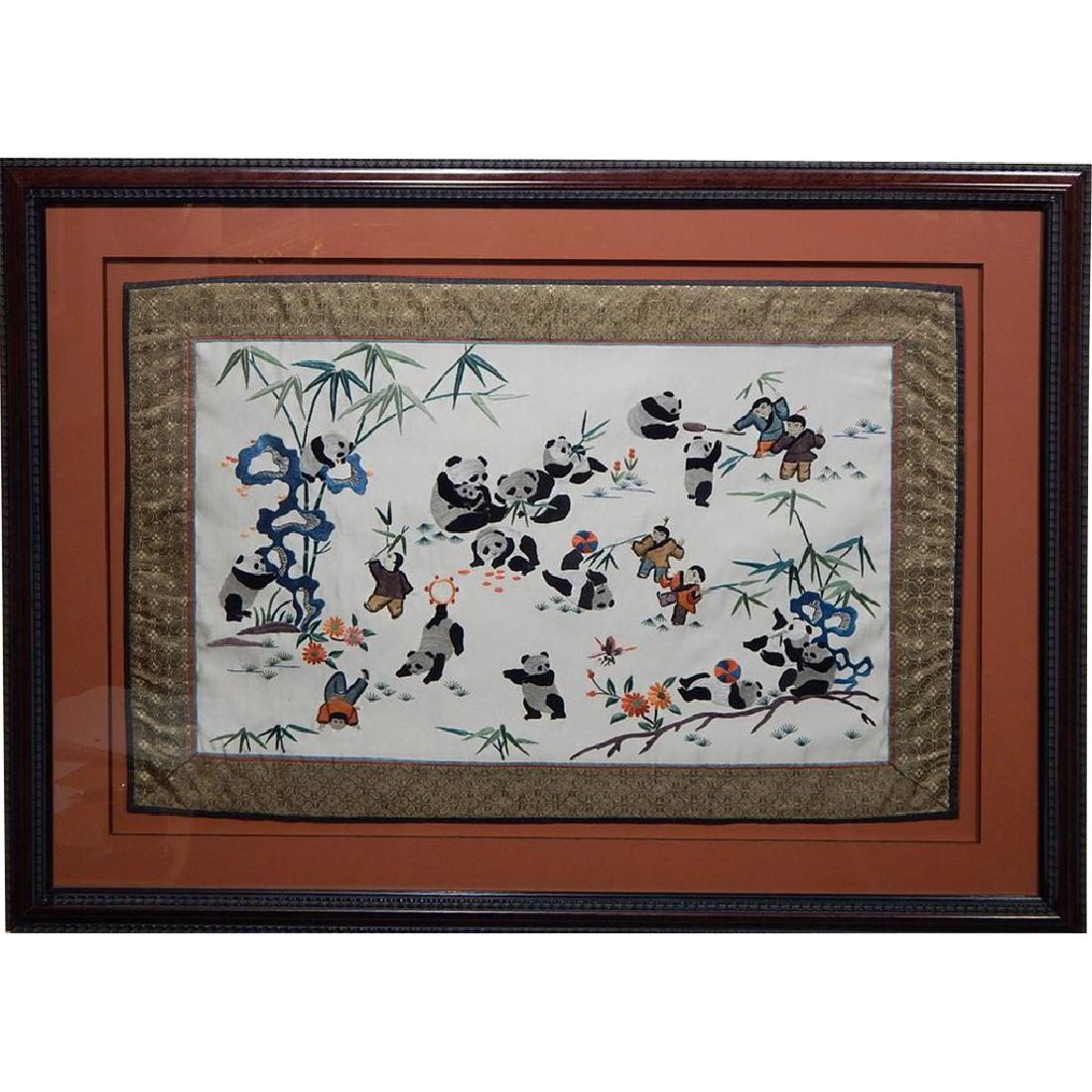 Framed Chinese Panda Silk Embroidery (1 of 9)