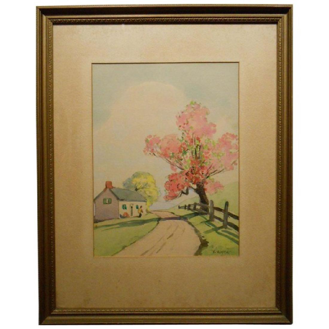 1920's Springtime Watercolor Signed Royer (1 of 8)