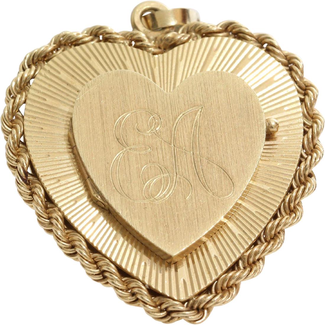 Gold Heart Locket Pendant | 14K Yellow Retro | Vintage (1 of 5)