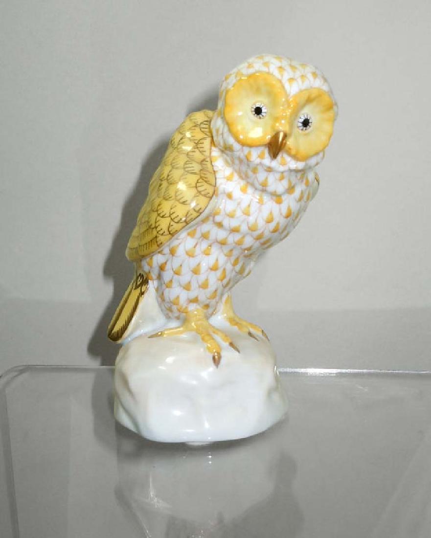 Herend Hungarian Porcelain Wise Owl Figurine Mustard (1 of 4)