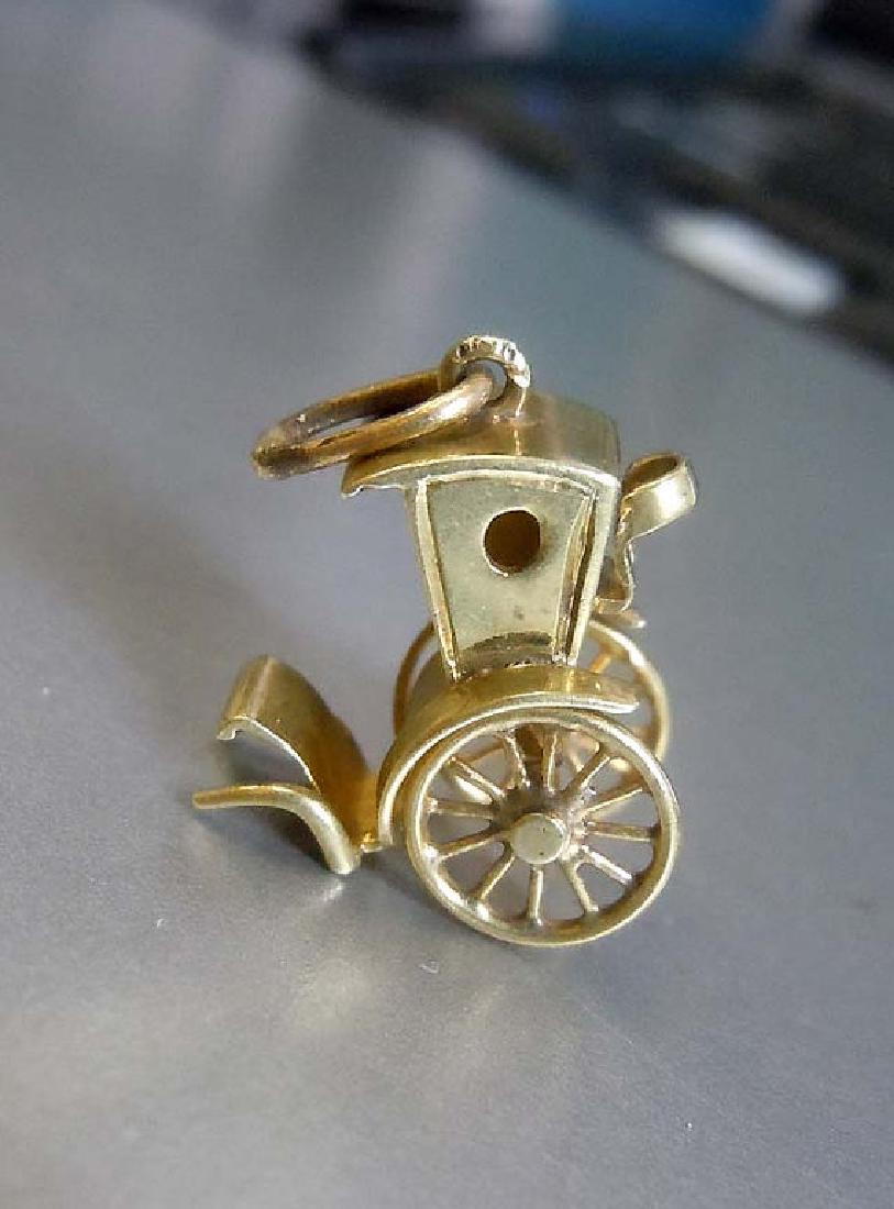 Movable 14k Gold Rickshaw Asian Taxi Cart Bracelet (1 of 5)