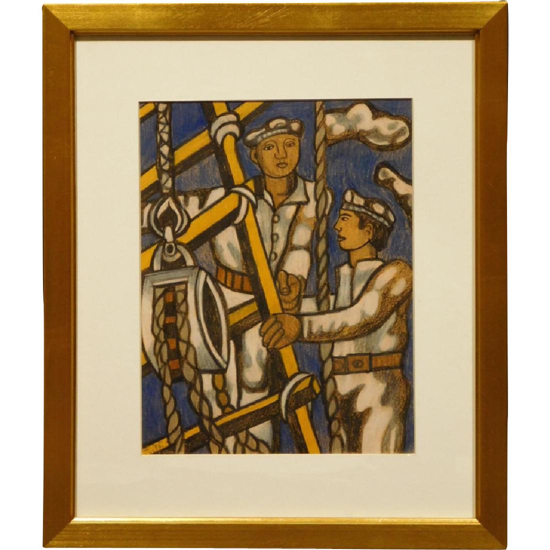 Cubist Drawing of Sailors (1 of 4)