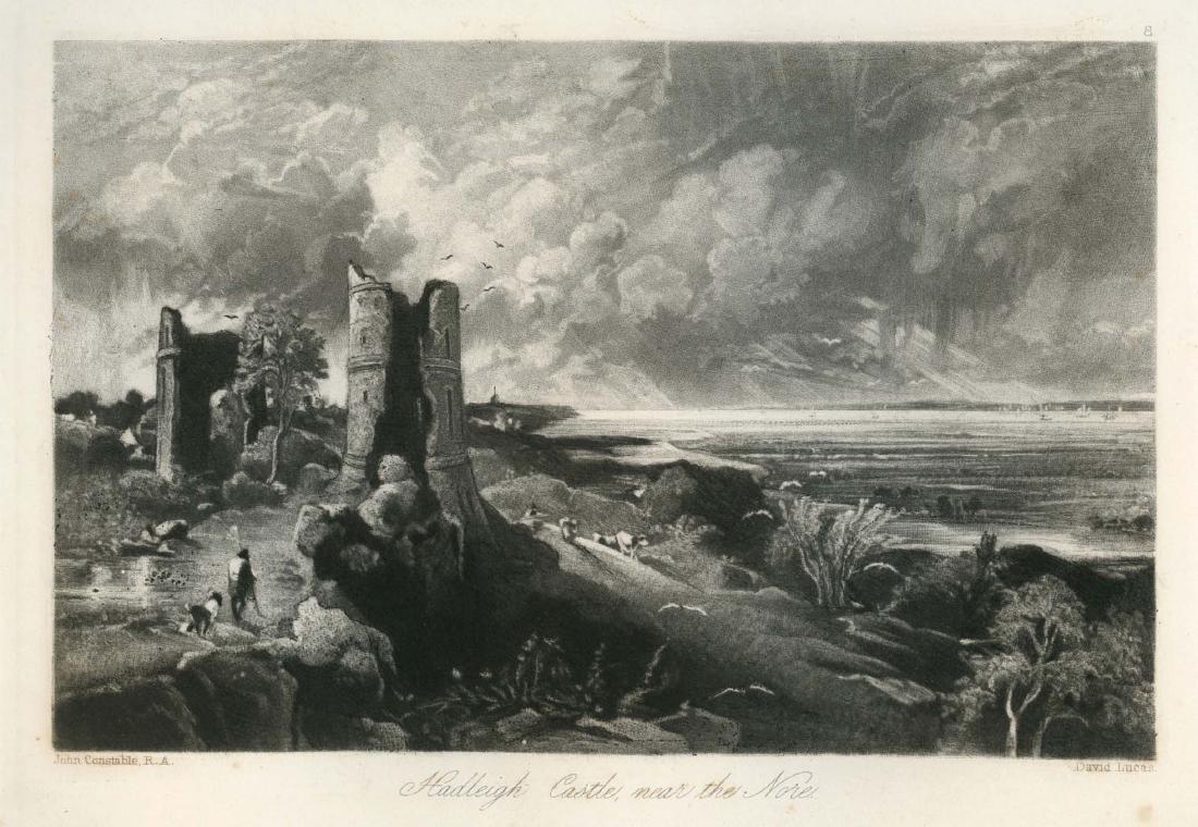 Sir John Constable / David Lucas mezzotint "Hadleigh: This beautiful mezzotint engraving was composed by John Constable and engraved by David Lucas. It is from the much sought-after "English Landscape" series; this impression on cream wove paper is from