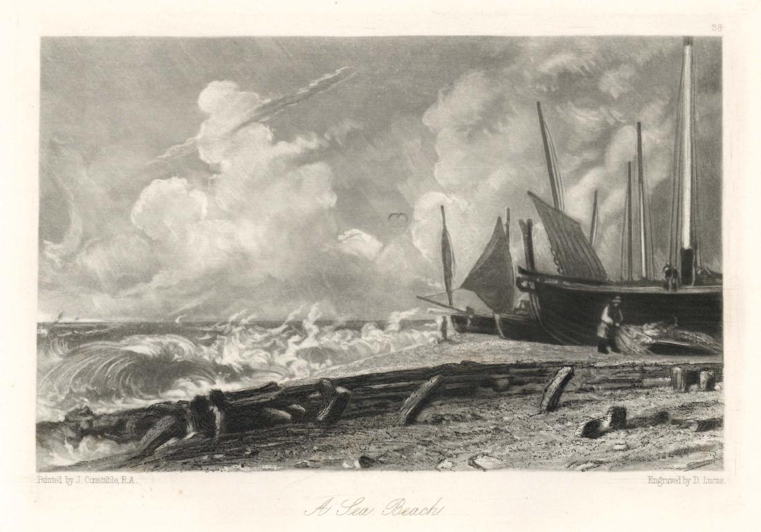 Sir John Constable / David Lucas mezzotint "A Sea: This beautiful mezzotint engraving was composed by John Constable and engraved by David Lucas. It is from the much sought-after "English Landscape" series; this impression on cream wove paper is from