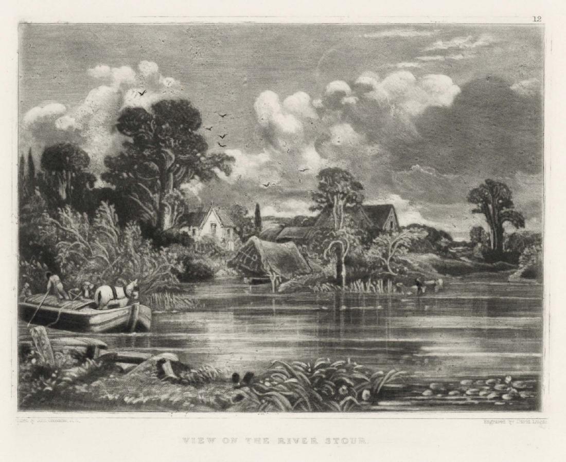 Sir John Constable / David Lucas mezzotint "View on the: This beautiful mezzotint engraving was composed by John Constable and engraved by David Lucas. It is from the much sought-after "English Landscape" series; this impression on cream wove paper is from
