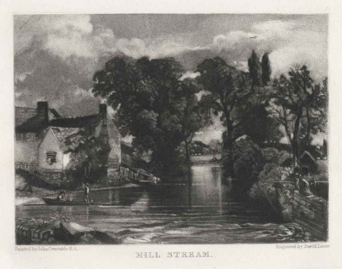 Sir John Constable / David Lucas mezzotint "Mill: This beautiful mezzotint engraving was composed by John Constable and engraved by David Lucas. It is from the much sought-after "English Landscape" series; this impression on wove paper is from the Bo
