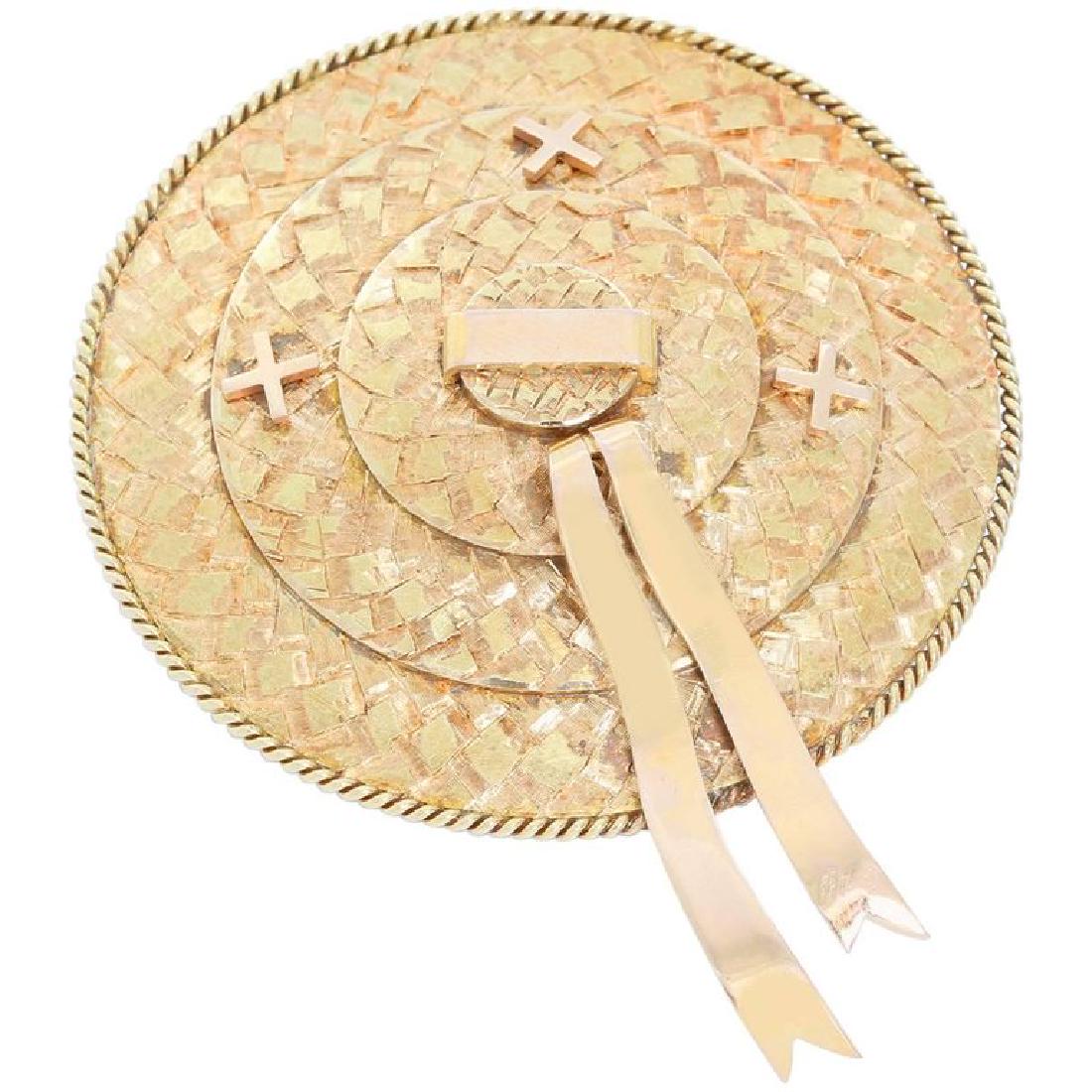 18 Karat Yellow Gold Hat Brooch (1 of 3)