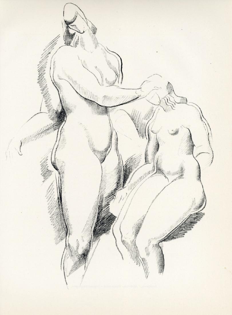 Alexander Archipenko original lithograph "Figurliche: Medium: original lithograph. This striking composition was published in 1921 for Genius. Sheet size: 13 1/4 x 9 7/8 inches (340 x 250 mm) on wove paper. This original Archipenko print is from GENIUS: