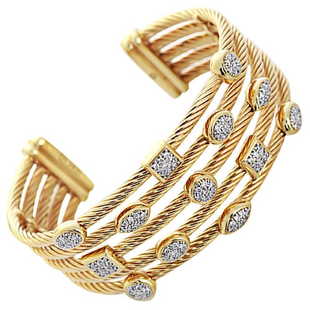 Vintage David Yurman Jewelry For Antique David Yurman Diamond Gold Confetti Wide Cuff Bracelet
