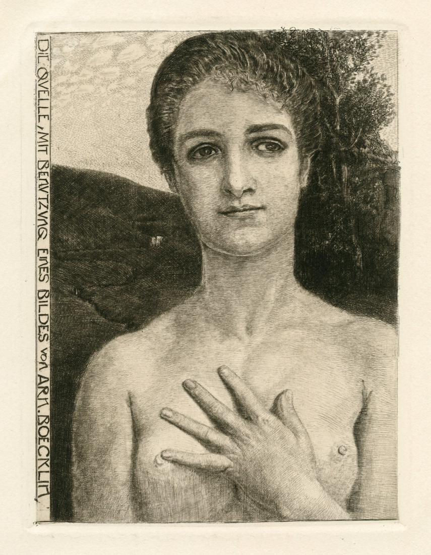 Max Klinger original etching "Die Quelle": Medium: original etching and aquatint. Catalogue reference: Singer 325. Published in Vienna by Gesellschaft fÃ¼r VervielfÃ¤ltigende Kunst in 1896. The plate measures 6 1/8 x 4 3/4 inches (155 x 12