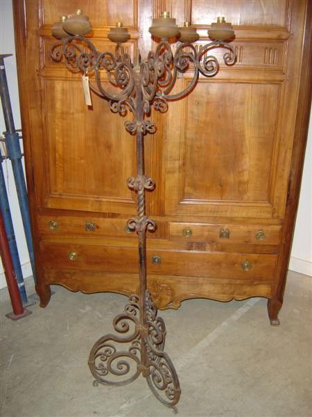 388 Antique French Six Arm Iron Floor Candelabra Mar 04 2017 388 Antique French Six Arm Iron Floor Candelabra