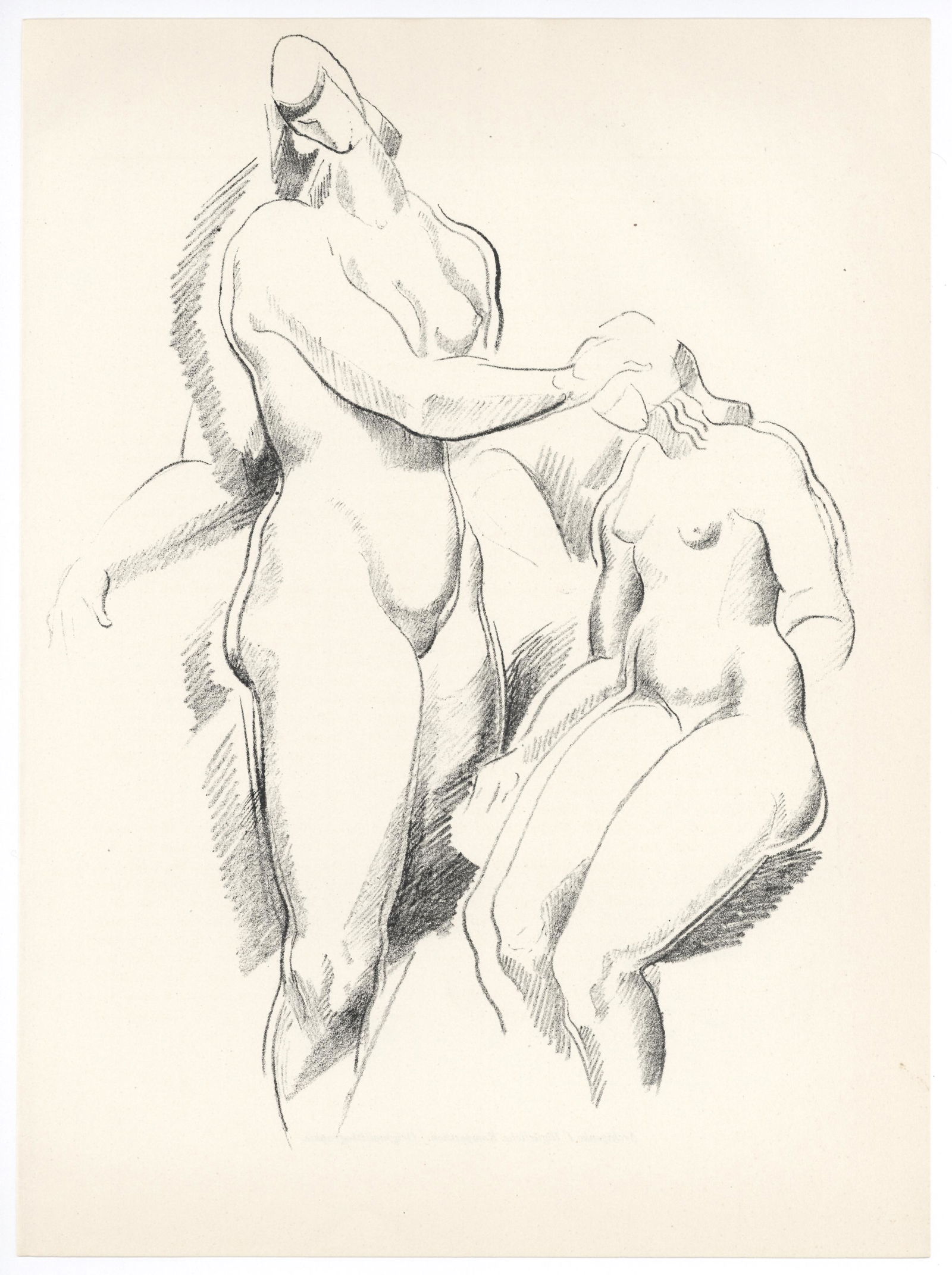 Alexander Archipenko original lithograph "Figurliche Komposition": Medium: original lithograph. This striking composition was published in 1921 for Genius. Sheet size: 13 1/4 x 9 7/8 inches (340 x 250 mm) on wove paper. This original Archipenko print is from GENIUS:
