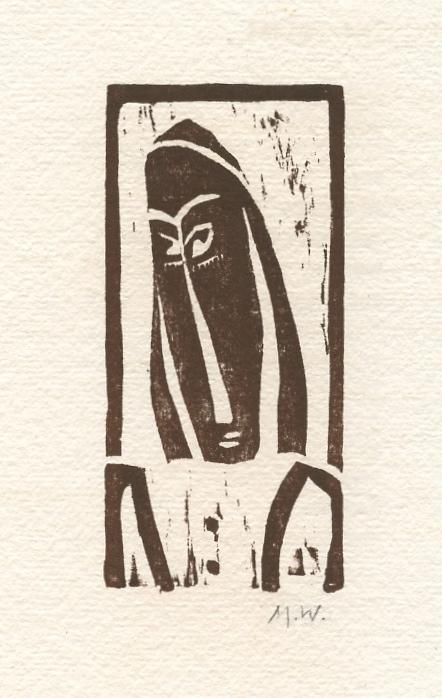 Max Weber woodcut for Primitives, 1926: Medium: woodcut. Executed by Max Weber in 1926 for his art and poetry project "Primitives", published in New York in a limited edition of 350. The image measures 4 1/4 x 2 inches (107 x 50 mm). There