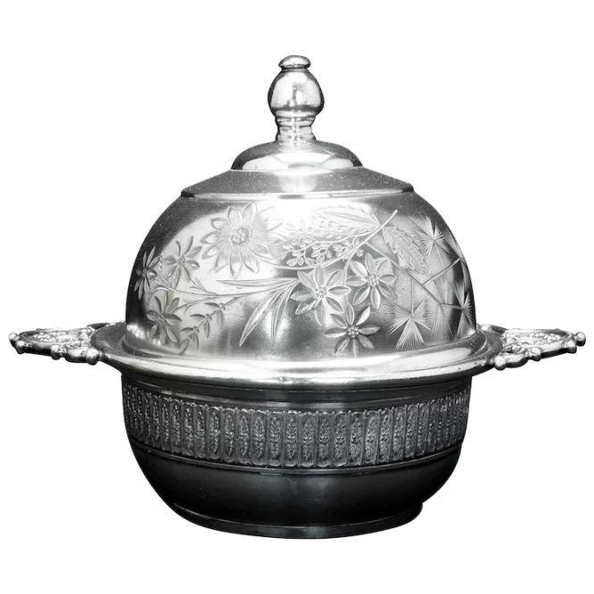 Victorian Silver Plate Floral Butter Dish by Rockford Circa 1870 (1 of 12)