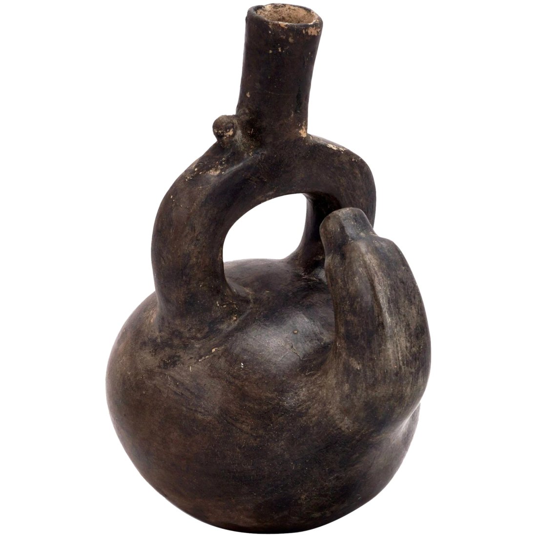 Pre-columbian Chimu Blackware Stirrup Vessel (1 of 7)