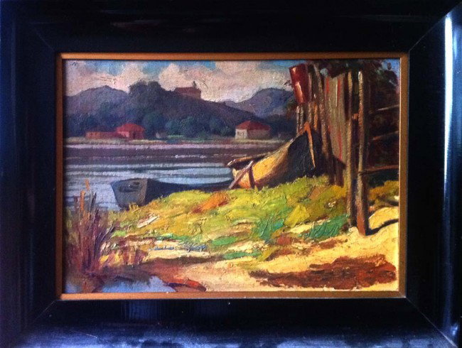 Joaquin Sorolla Oil Painting Original Art Boat Near Lak: Artist: Joaquin Sorolla Year: End of 19th Century Country: Spain Category: Antique Oil Painting This is a magnificent oil painting attributed to the famous spanish artist Joaquin Sorolla. Our experts 