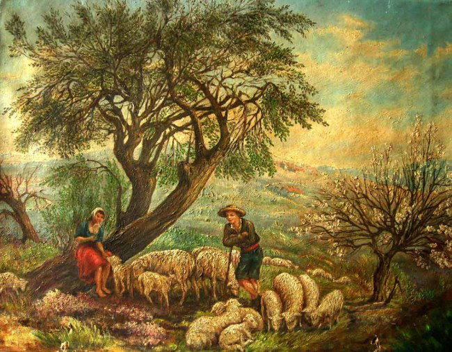 Attrib. Henri Rousseau Oil Painting Original Art Peasan: Artist: Atrib. to Henri Rousseau Year: End of 19th Century Origin: France Category: Antique Oil Painting This is a magnificent oil painting on canvas attributed to the famous french artist Henri Rouss