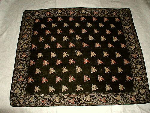 Italian Tapestry Throw C.1875 Hand Crafted Wool Beautif: Beautiful handmade wool C.1875 tapestry for hanging or throw with crewel embroidery in shades of light pink,sage green leaves,light blue on one row next row,deep rose/salmon as a contrast to the light
