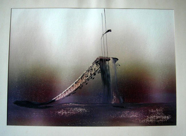 Georges Mathieu Oil Painting Original Art Abstract: Artist: Georges Mathieu Year: 80's Origin: France Category: Antique Oil Painting This is a magnificent abstract painting on card attributed to the famous artist Georges Mathieu, the artwork is signed.