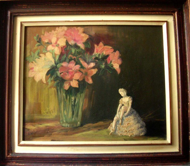 Louis Valtat Oil Painting Original Art Ballerina Flower: Artist:Attrib. to Louis Valtat Year: Very Early 19th Century Origin: France Category: Antique Oil Painting Size: 18 x 15 inches This is a magnificent oil painting on canvas attributed to the famous fr