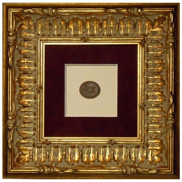 Leda and Swan: Framed Antique Grand Tour Intaglio #6: This is a framed rare Grand Tour Intaglio from the early 1800's. It is mounted and framed under museum glass in a new custom-made frame. The outer matting is covered with burgundy velvet. The frame mo