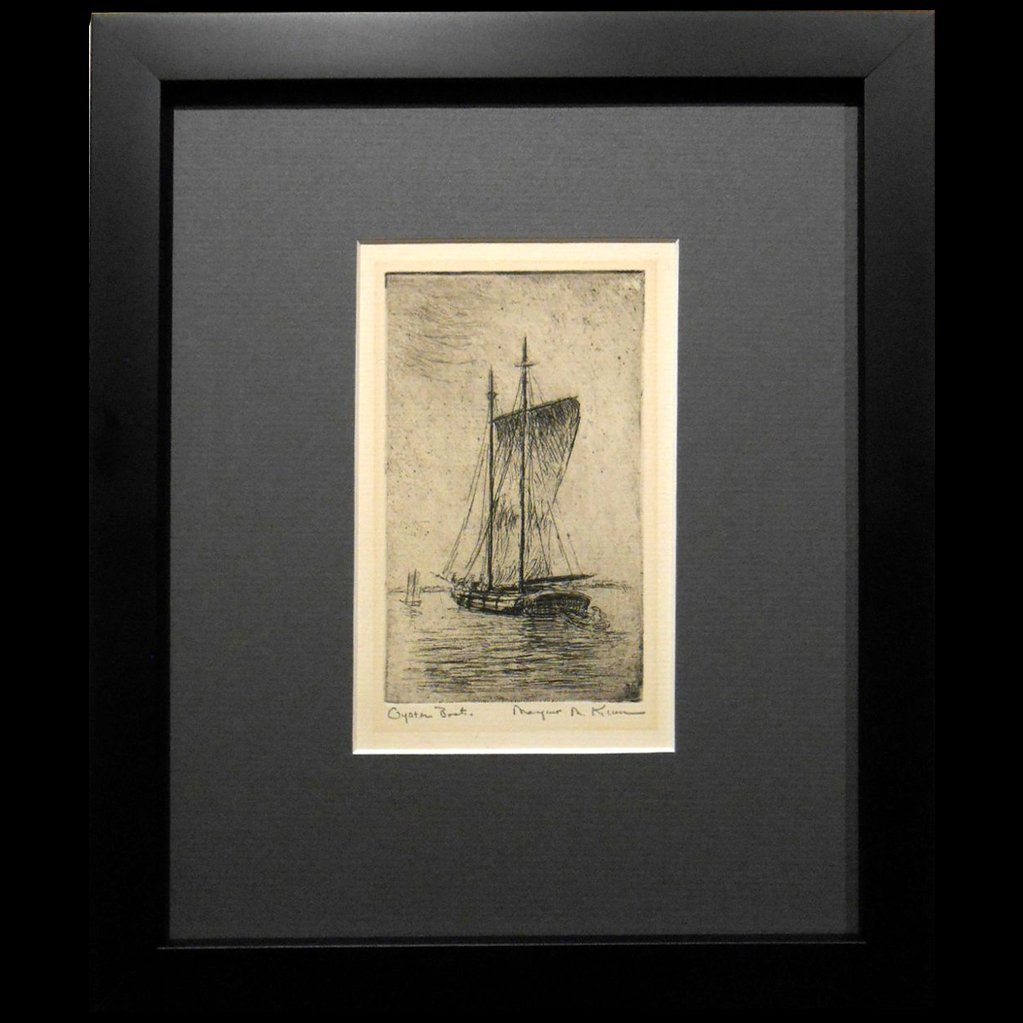 Cape Cod Oyster Boat Marine Etching c.1940 (1 of 4)