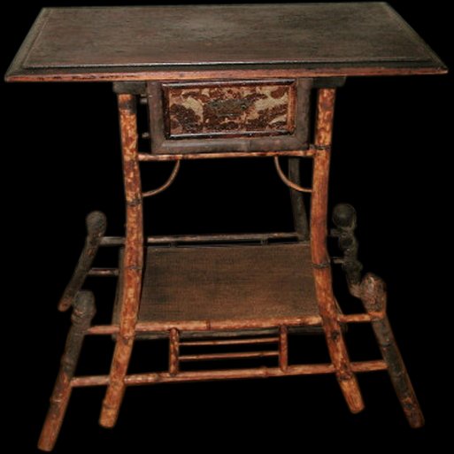 Bamboo Leather Table France c.1860-70 (1 of 6)