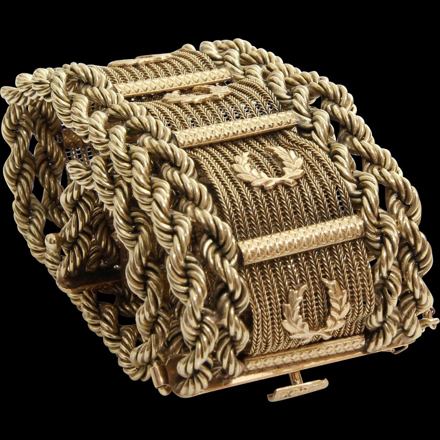 Gold Woven Bracelet | 14K Yellow Rope | Vintage Chunky (1 of 7)