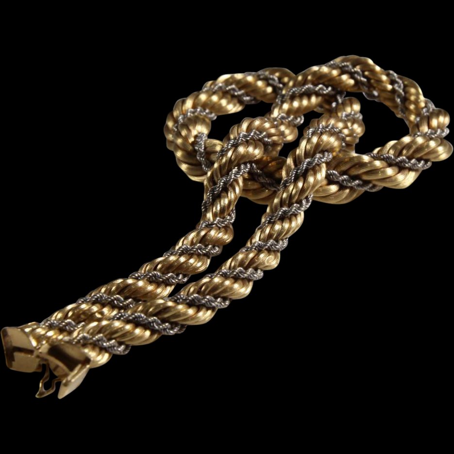 Rope Chain Necklace | 18K Yellow White Gold | Vintage (1 of 6)