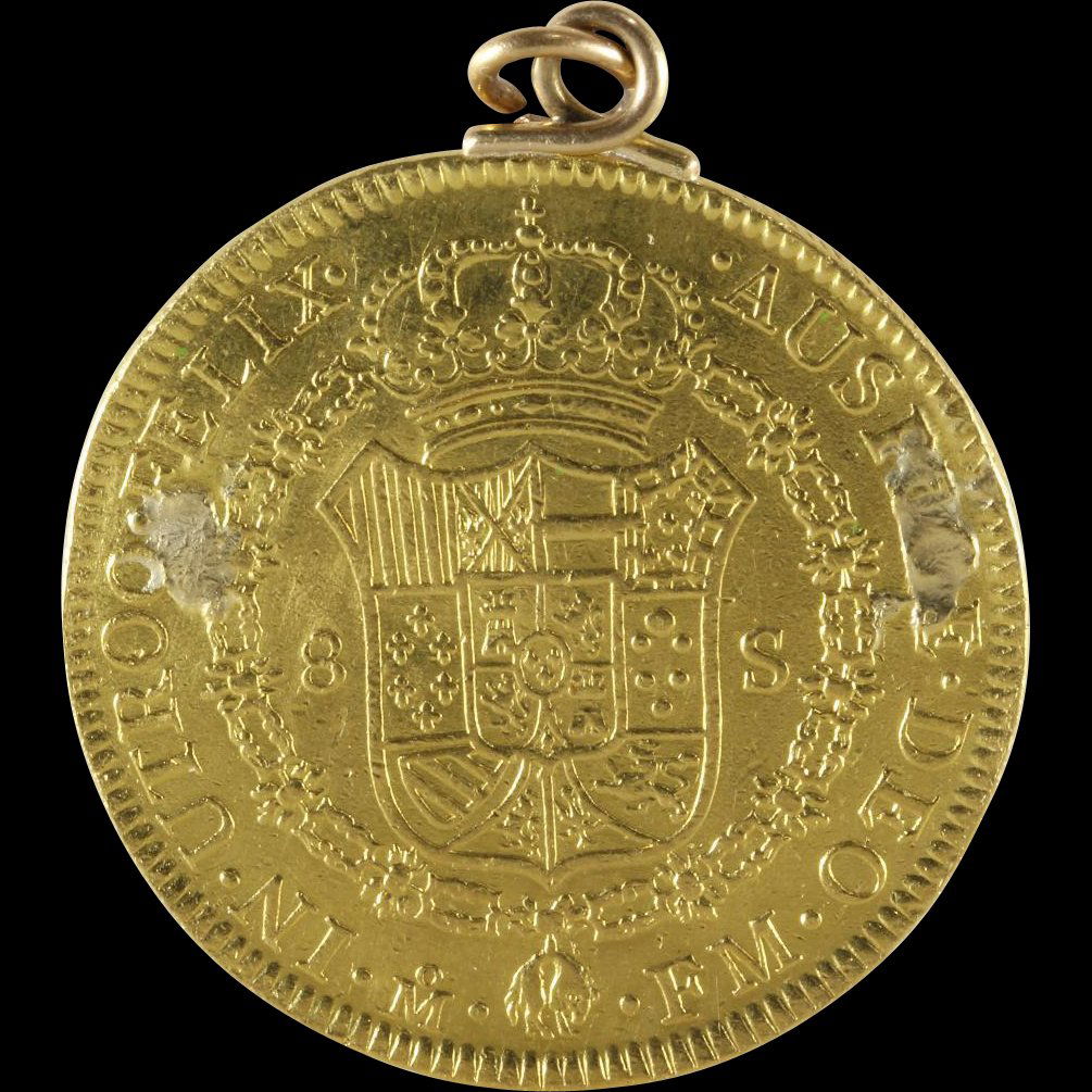 Doubloon Gold Coin Pendant | 1772 Eight Escudos | (1 of 7)