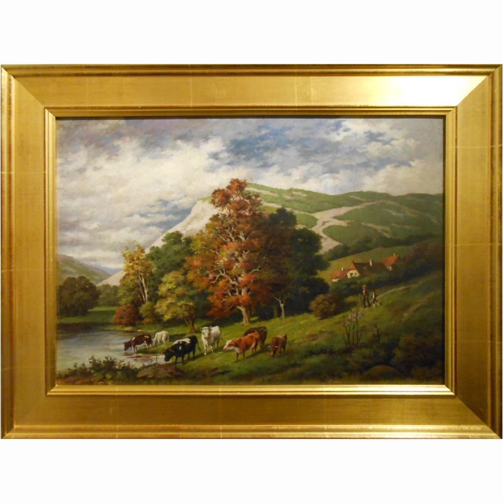 G. Sandorff Antique Connecticut Oil Painting With Cows (1 of 9)