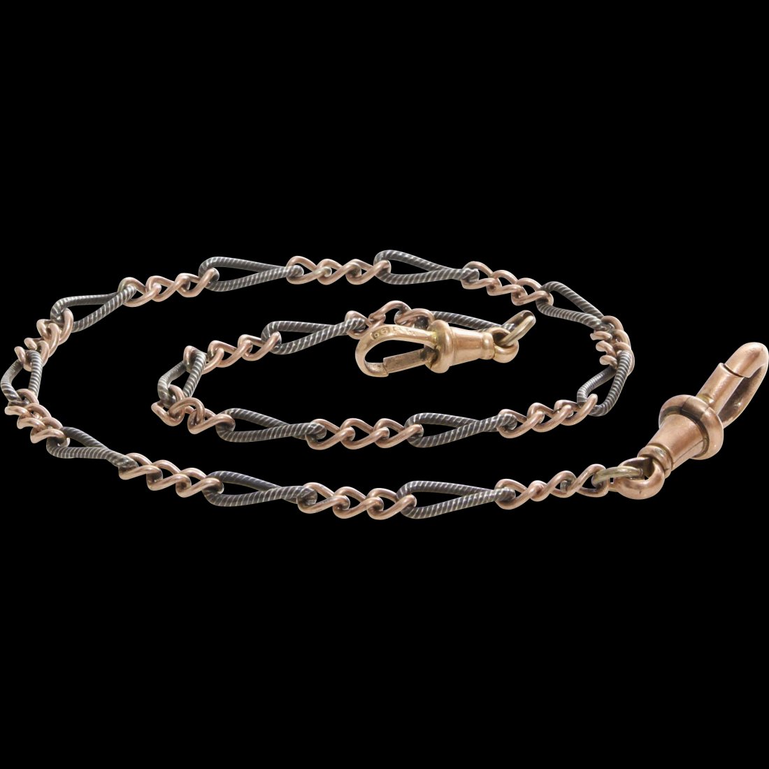 Victorian Pocket Watch Chain | 9K Rose Gold Silver | (1 of 6)