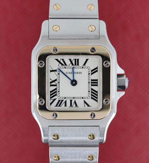Ladies 18kt Gold Stainless 24mm Cartier Santos Galbee (1 of 5)