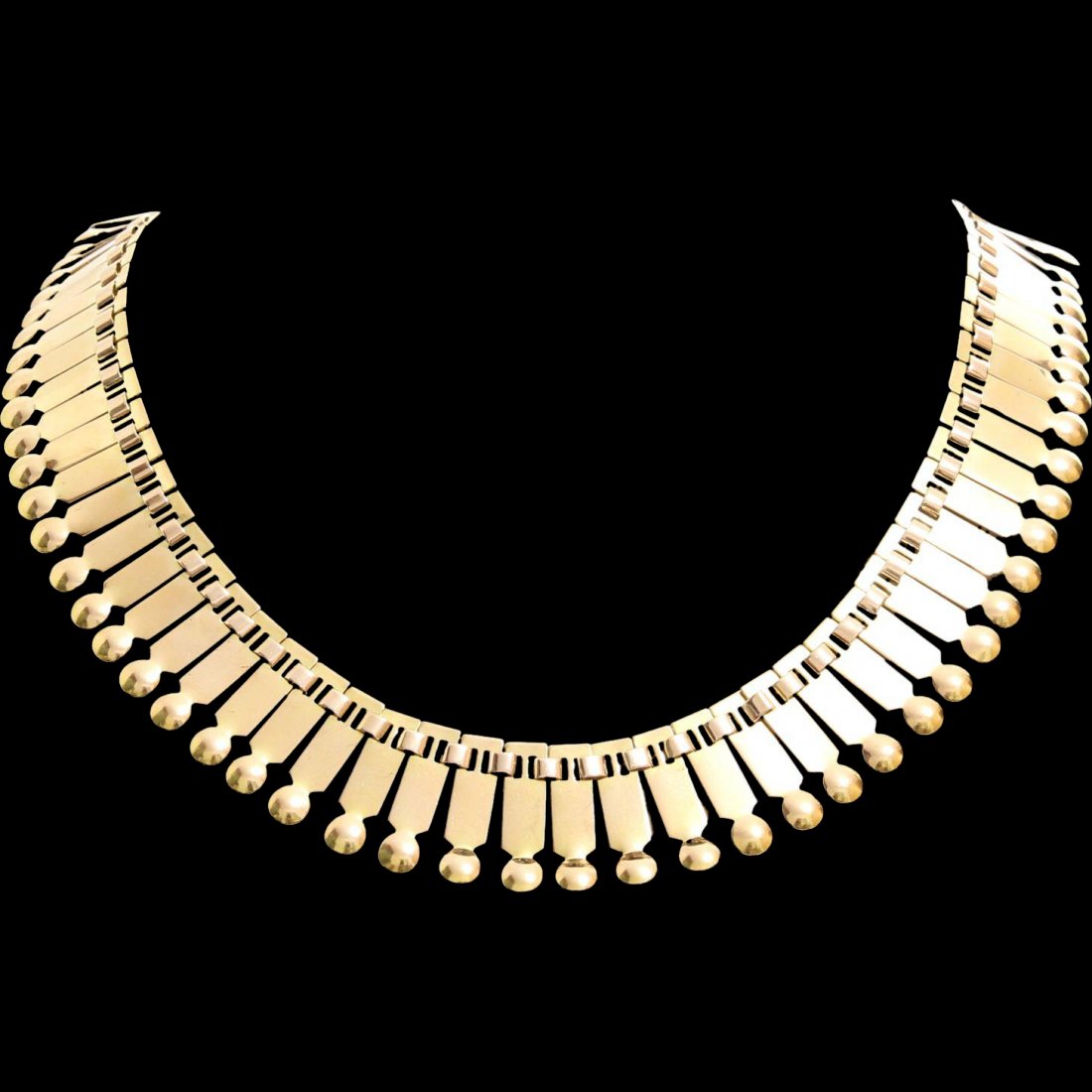 18K Gold Fringe Necklace | Retro Vintage French | Bib (1 of 6)
