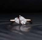 Certified 3 Carat Pear Cut 14kt Solid Rose Gold Lab Grown Diamond Ring