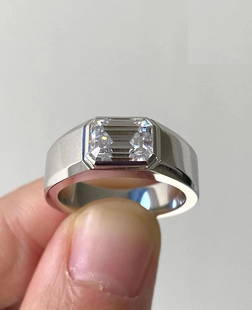 Certified 5 Carat Emerald Cut 14kt Solid White Gold Lab Grown Diamond Ring: Certified 5 Carat Diamond Emerald Cut 14kt Solid White Gold Ring Lab Grown Diamond Ring, 14Kt/59% Hallmarked White Gold Ring size - US 9, Color- D, Clarity -VS1, Diamond Weight: 5 Ct,Emerald Cut. Ship