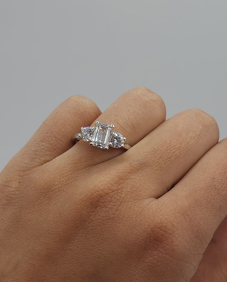 Certified 4 Ct. Lab Grown Diamond Promise Ring in 14K Solid White Gold (1 of 4)