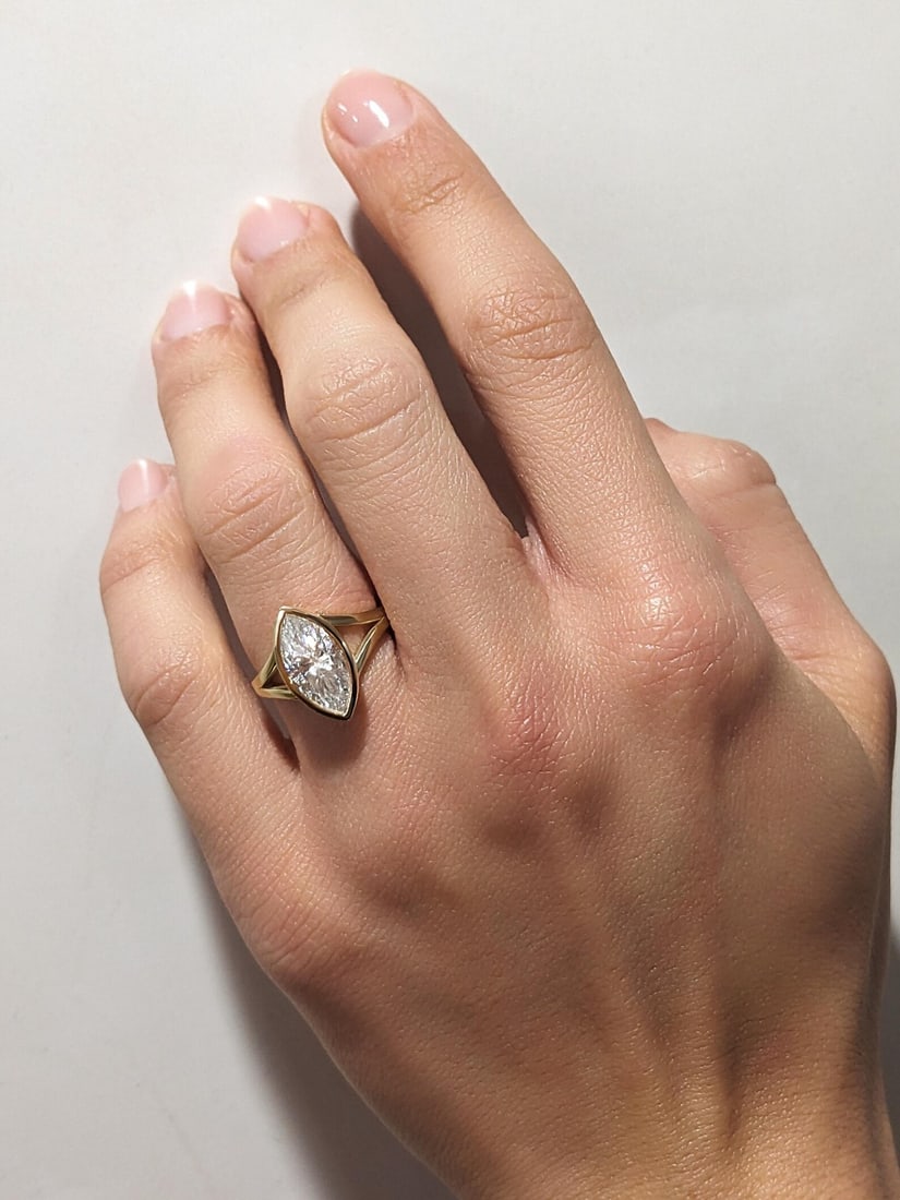 Certified 3.25 Ct. Lab Grown Diamond Engagement Ring in 14K Solid Yellow Gold (1 of 3)