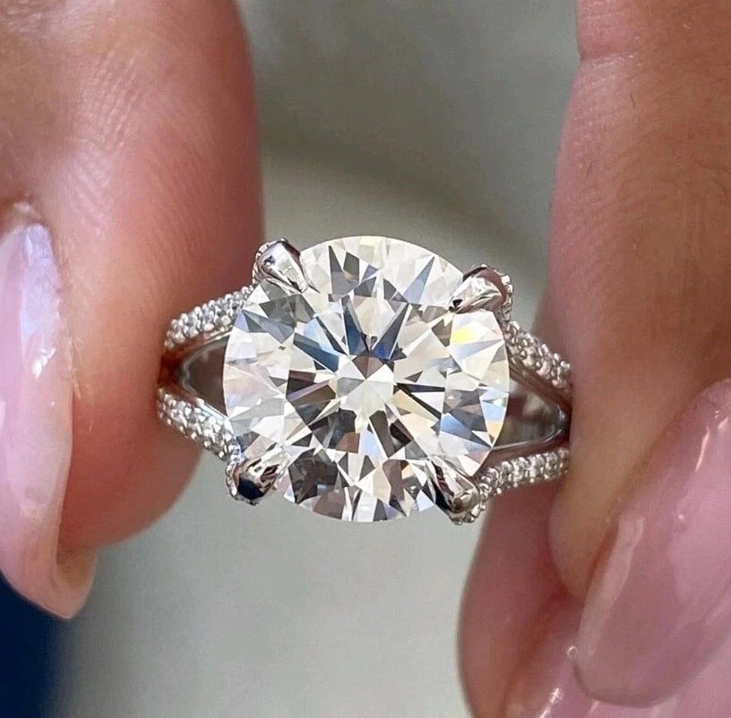 Certified 14 Ct HPHT - Treated Off White Diamond Solitaire Statement Ring,925 Silver (1 of 4)