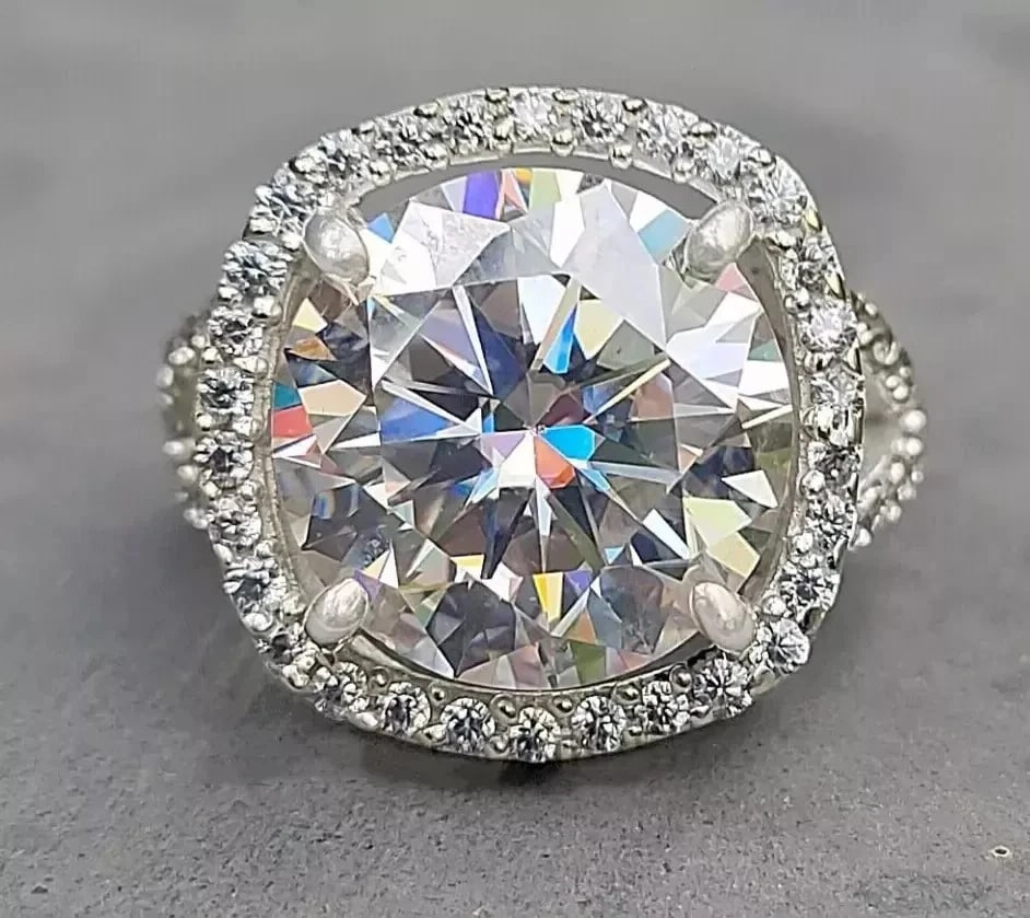 RARE 10.00 Ct Certified Off White HPHT Treated Diamond Solitaire Ring In 925 Silver (1 of 3)