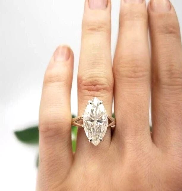 10 Ct Certified Treated Off White Diamond Solitaire Promise Ring In 925 Silver: 10 Ct Certified Treated HPHT Off White Diamond Solitaire Promise Ring In 925 Silver - Ring Size US 7