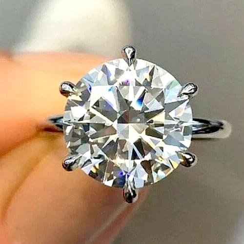 RARE 10 Ct Certified Off White Treated Diamond Solitaire Ring In 925 Silver (1 of 3)