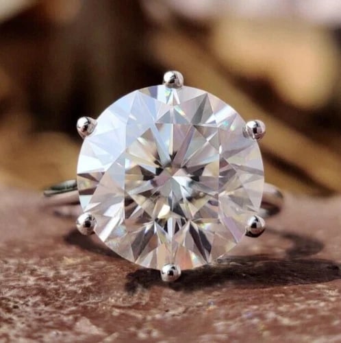 10.5 Ct Certified Treated Off White Diamond Solitaire Engagement Ring,925 Silver (1 of 4)