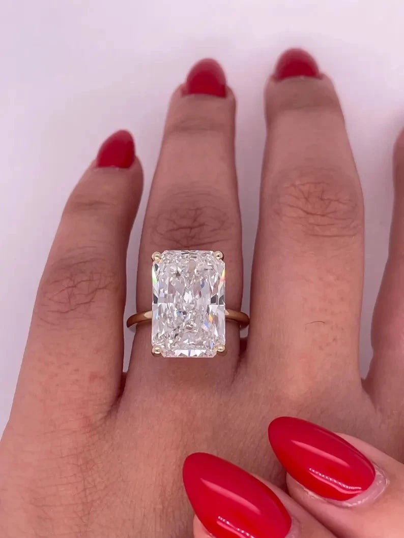 RARE 20.00 Ct Certified Radiant Cut Off White Treated Diamond 925 Silver Ring (1 of 3)