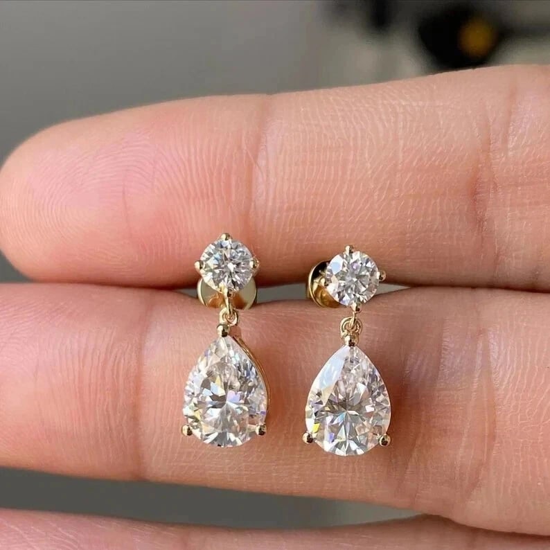 Certified 5.00 Ct Treated Off White Diamond Solitaire Stud Earrings, 925 Silver (1 of 3)