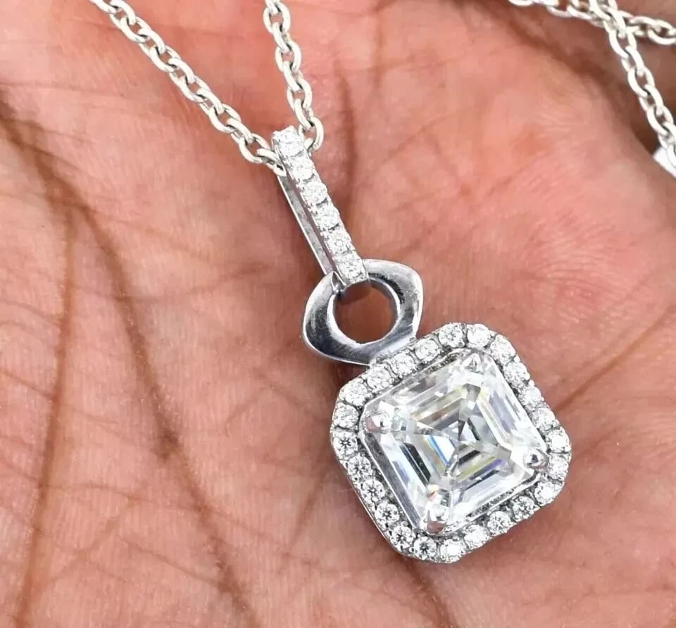 RARE 5 Ct Certified Off White Diamond Solitaire Pendant 925 Silver Great Shine: RARE 5 Ct Certified Off White Diamond Solitaire Pendant 925 Silver Great Shine
