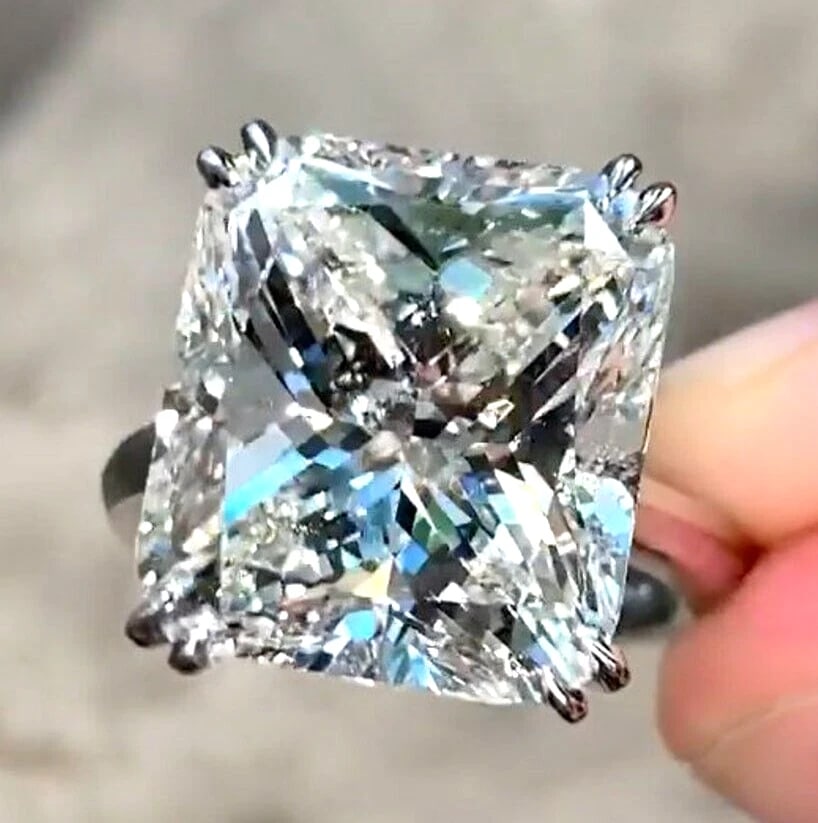 12 Ct Certified Treated Off White Diamond Solitaire Engagement Ring,925 Silver: 12 Ct Certified Treated Off White Diamond Solitaire Engagement Ring,925 Silver - Ring Size US 8