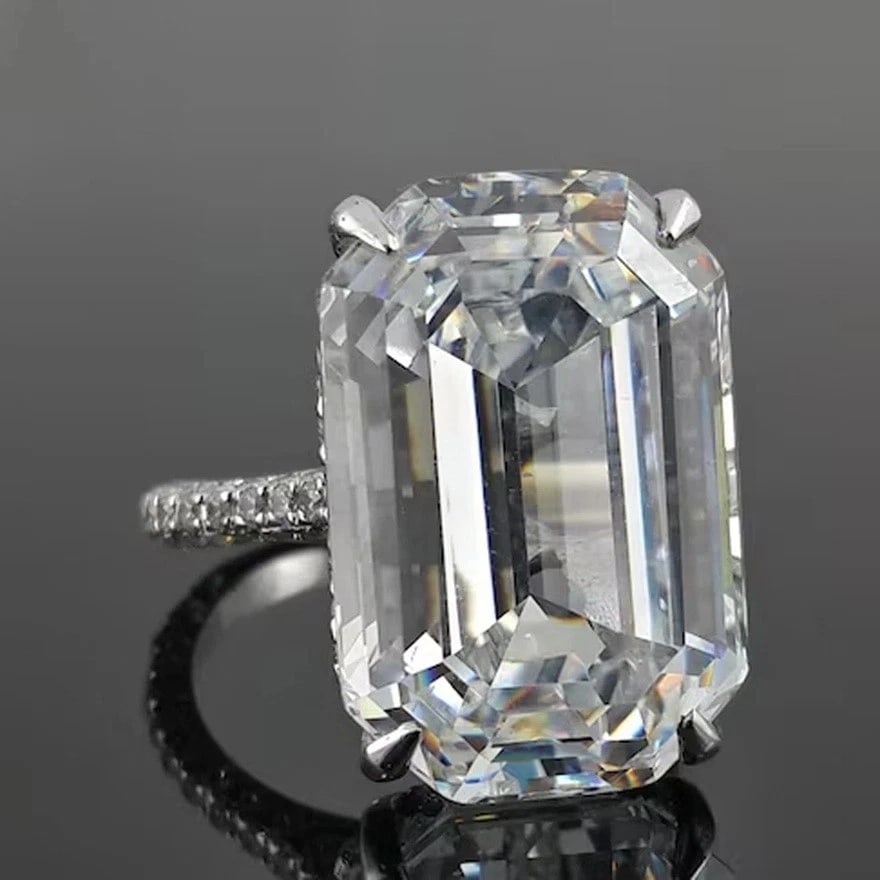 Rare 20 Ct Certified Treated Off White Diamond Engagement Ring In 925 Silver (1 of 3)